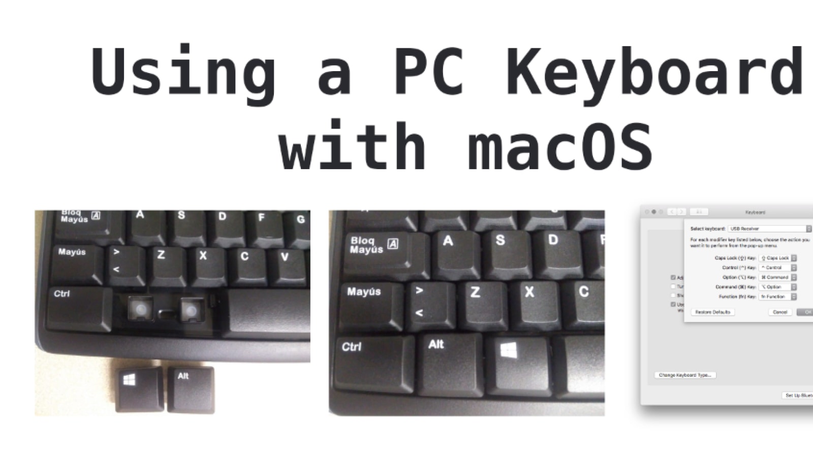 shortcut key for mac computer when using usb keyboard